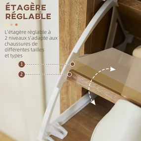 Sapateira, Móvel para sapatos, prateleira para sapatos, armário de 3 portas com abas, efeito de vime - em madeira natural
