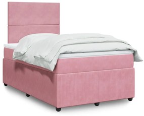 Cama boxspring com colchão 120x190 cm veludo rosa