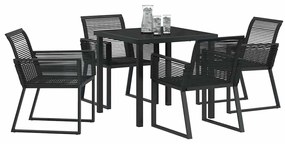 Conjunto de jantar de jardim de 5 peças em rattan sintético preto