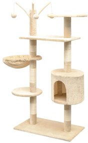 Árvore para gatos c/ postes arranhadores sisal 125 cm bege
