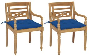 Cadeiras Batávia c/ almofadões azul 2 pcs teca maciça