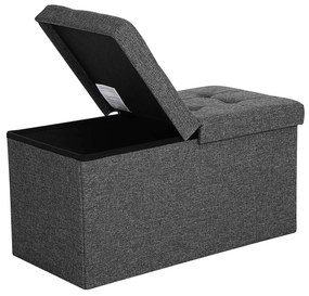 Banco de arrumação com tampa dobrável 80 L | SONGMICS | 76 x 38 x 38 cm | cinzento escuro | LSF46GYZ.