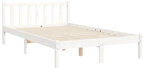 Cama sem colchão 120x200 cm madeira de pinho maciça branco