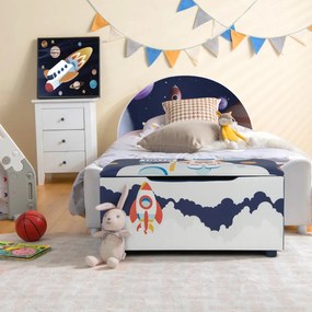 Bau para guardar brinquedos organizador infantil com tampa removível 75 x 36 x 38 cm Azul e Branco