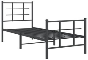 Estrutura de cama com cabeceira e pés 80x200 cm metal preto
