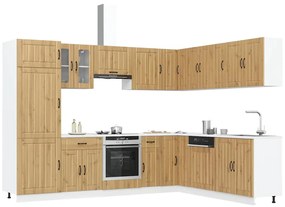 vidaXL 14 peças armário de cozinha conjunto Lucca carvalho artesanal
