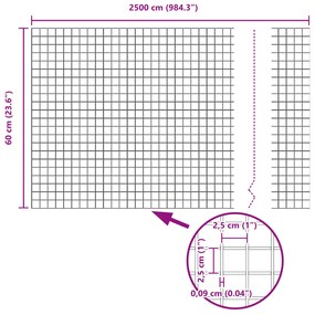 Cerca de Arame Soldado Cinza 0.6x25 m Aço