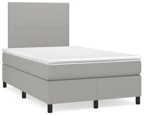 Cama boxspring com colchão 120x190 cm tecido cinzento-claro