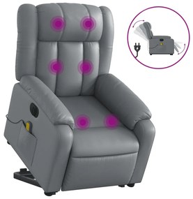 vidaXL Poltrona reclinável elevatória elétrica couro artificial cinza