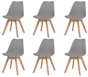 vidaXL Cadeiras de jantar 6 pcs plástico cinzento