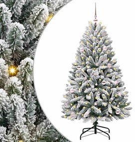 vidaXL Árvore de Natal Artificial Verde e Branco 150 cm PVC e Metal
