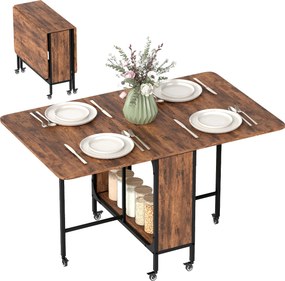 Mesa de cozinha dobrável e extensível para sala de jantar 130 x 80 x 74 cm (CADEIRAS NÃO INCLUIDAS), com Rodas, para até 6 pessoas, prateleira integra