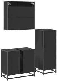 3 pcs conjunto móveis casa de banho derivados de madeira preto