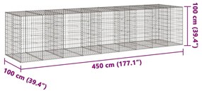 Cesto gabião com cobertura 450x100x100 cm ferro galvanizado
