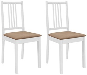 Cadeiras de jantar com almofadões 2 pcs madeira maciça branco