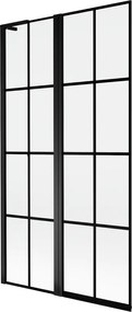 Mexen Mist L divisória de banho com 2 painéis de dobradiças esquerda 100 x 150 cm, grade preta, preto - 8A9L-100-011-70-77-L