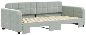 Sofá-cama com gavetão 90x190 cm veludo cinzento-claro