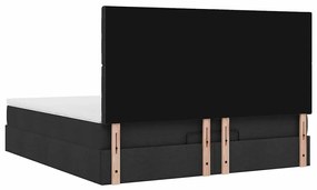 Estrutura de cama otomana com colchão 160x200 cm tecido preto