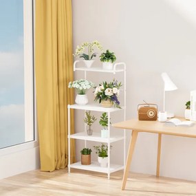 Armário de cozinha de 4 níveis, estrutura metálica, suporte para micro-ondas, prateleira independente 60 x 34 x 136 cm branco