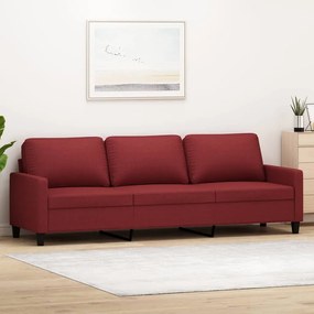 vidaXL Sofá de 3 lugares tecido 210 cm vermelho tinto