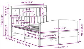 Cama com estante sem colchão 140x200 cm pinho maciço