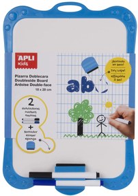 Quadro Branco de Dupla Face com Moldura de Borracha e Marcadores 18x28cm Apli