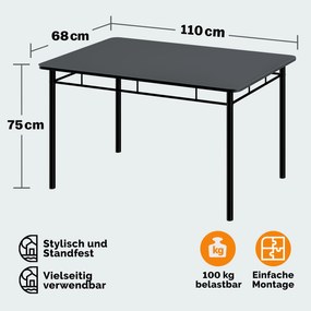 Conjunto de jantar com mesa e 4 cadeiras Leo de 5 peças em antracite