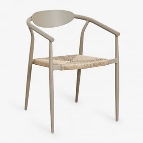 Pack De 2 Cadeiras De Jantar Empilháveis Com Braços Em Alumínio E Rattan Sintético Marsha Moka Brown - Sklum