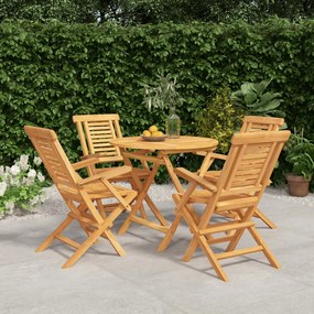 vidaXL 5 pcs conjunto de jantar p/ jardim madeira de teca maciça