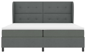 Cama com Estrado e Colchão Cinza Escuro, 200x200 cm de Tecido