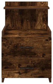 Mesa de cabeceira com 2 gavetas carvalho fumado 40x36,5x62 cm
