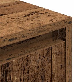 Mesa de cabeceira com luzes LED 38x34x50 cm madeira velha