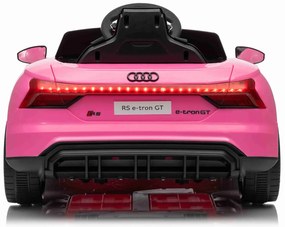 Carro elétrico para crianças Audi RS E-tron GT 12V, controlo remoto, USB / AUX, Bluetooth, bateria de lítio, luzes LED licença ORIGINAL Rosa