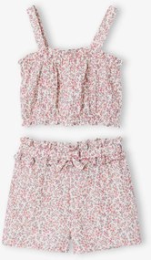 Conjunto de calções floral para menina branco estampado