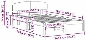 Estrutura de Cama com Cabeceira Branca 135x190 cm Madeira Sólida de Pi