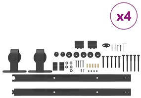 Kit de ferragens para porta deslizante 305 cm aço preto