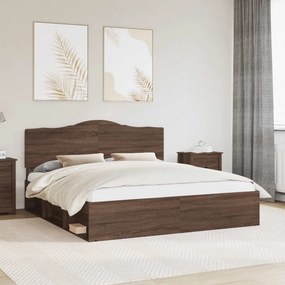 vidaXL Estrutura da Cama com cabeceira Carvalho Marrom 180 x 200 cm