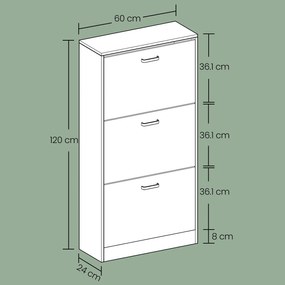 Sapateira com gavetas 60 x 24 x 120 cm branco