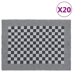 vidaXL Panos de cozinha 20 pcs 50x70 cm algodão preto e branco