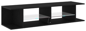 Estante de TV vidaXL com Luzes LED em Carvalho Preto 135x39x30cm em Ma