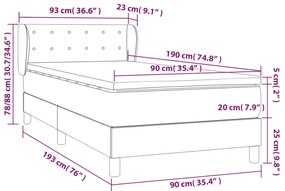 Cama com molas/colchão 90x190 cm couro artificial branco