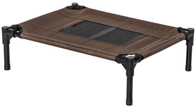 PawHut Cama para Animais de Estimação Cama Elevada para Cães Gatos Portátil Tecido Transpirável para Exterior Interior 64x46x18cm Marrom