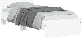 Estrutura de cama c/ cabeceira 90x190 cm deriv. madeira branco
