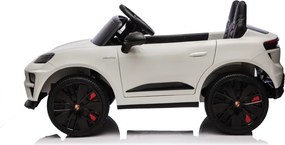 Carro elétrico para crianças até 5 anos Porsche Macan Turbo 12V, com bateria de lítio, Pneus de borracha, Controle remoto Branco