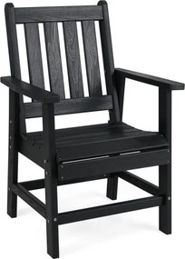Cadeira de jantar de jardim Plástico com braços largos, assento e encosto em ripas para salão Gazebo 61 x 61,5 x 95 cm Preto