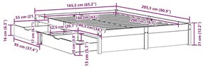 Cama sem colchão 160x200 cm madeira de pinho maciça branco