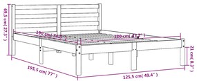Cama sem colchão 120x190 cm madeira pinho maciça castanho-mel