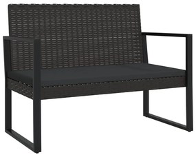 4 pcs conjunto lounge de jardim c/ almofadões vime PE preto
