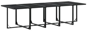 11 pcs conjunto de jantar para jardim vime PE preto
