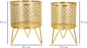 CONJUNTO DE 2 PORTA-VASOS DOURADOS Ø 16X20-13X20 CM (PLANTAS NÃO INCLUIDAS)